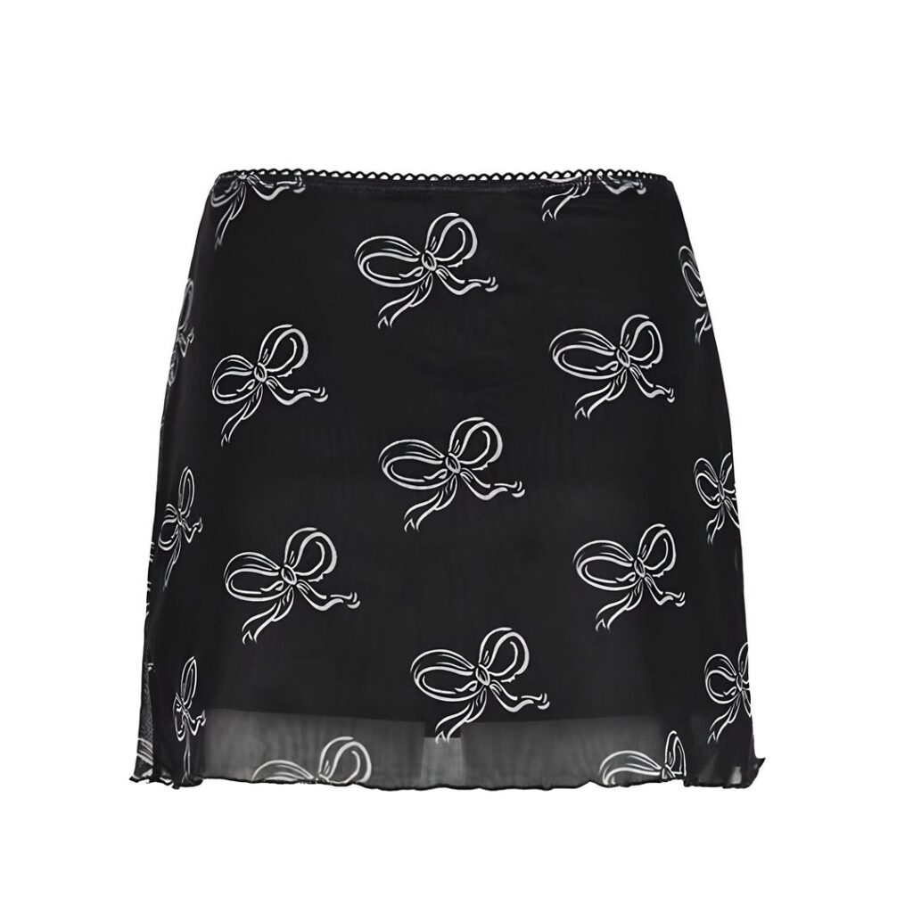 Edolie Bow Printed Mesh Skirt